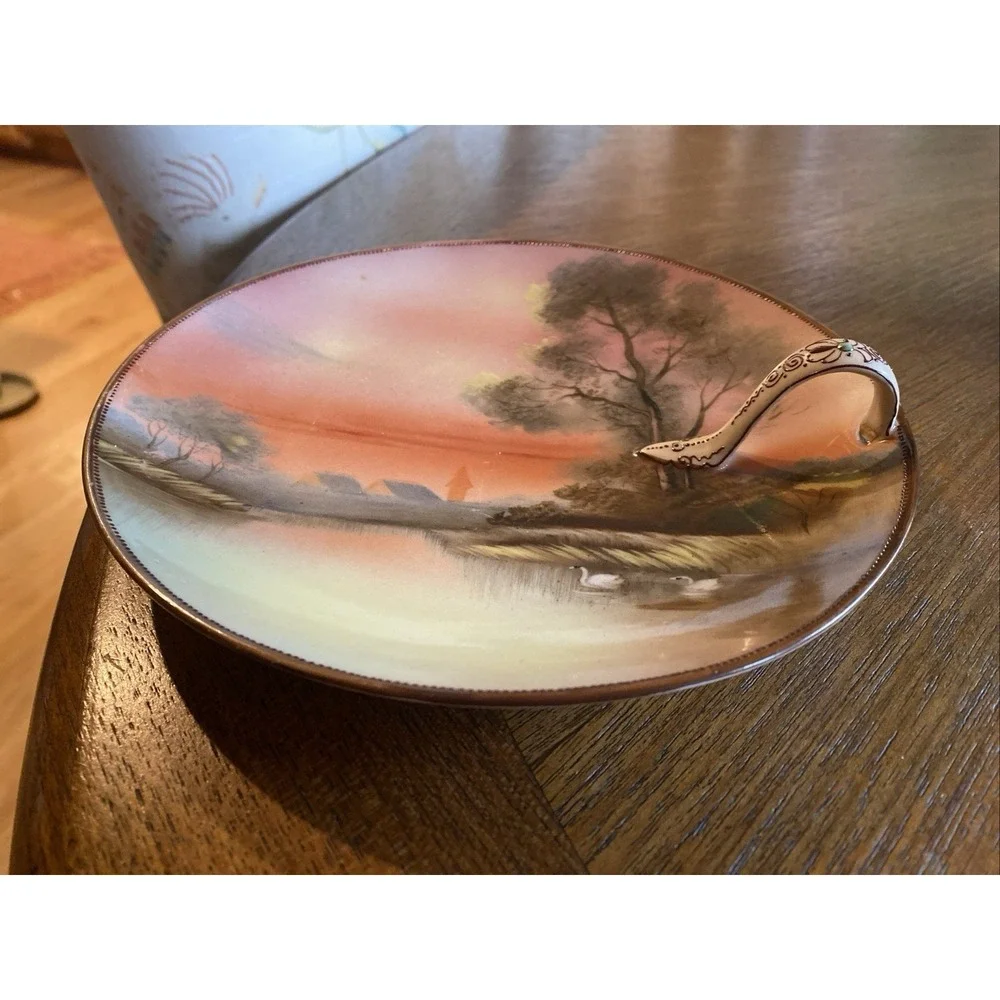 vintage, hand-painted porcelain plate, from the Noritake Lusterware collection